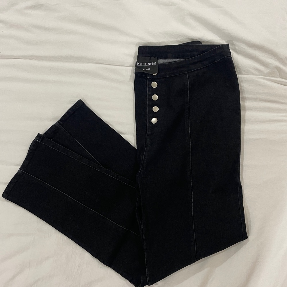 KITTENISH DELANEY BLACK DENIM PANTS NWOT